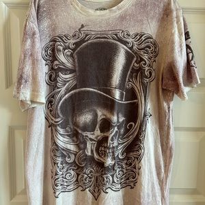 Affliction T-Shirt SkullTattoo Goth Grunge Large Y2K USA Made
